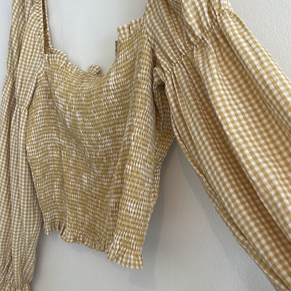 Urban Outfitters Yellow Gingham Crop Top | Size Large - Picture 8 of 8